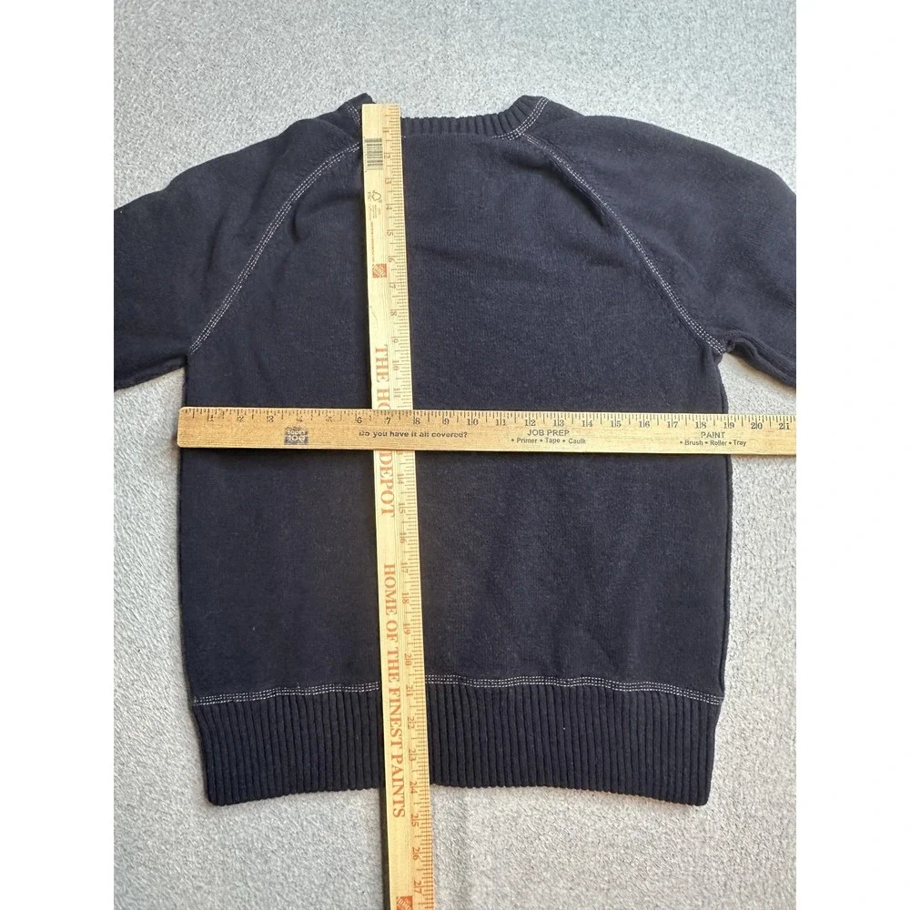 American Eagle Sweater Mens M Navy Blue Crewneck Raglan Contrast Stitch Logo